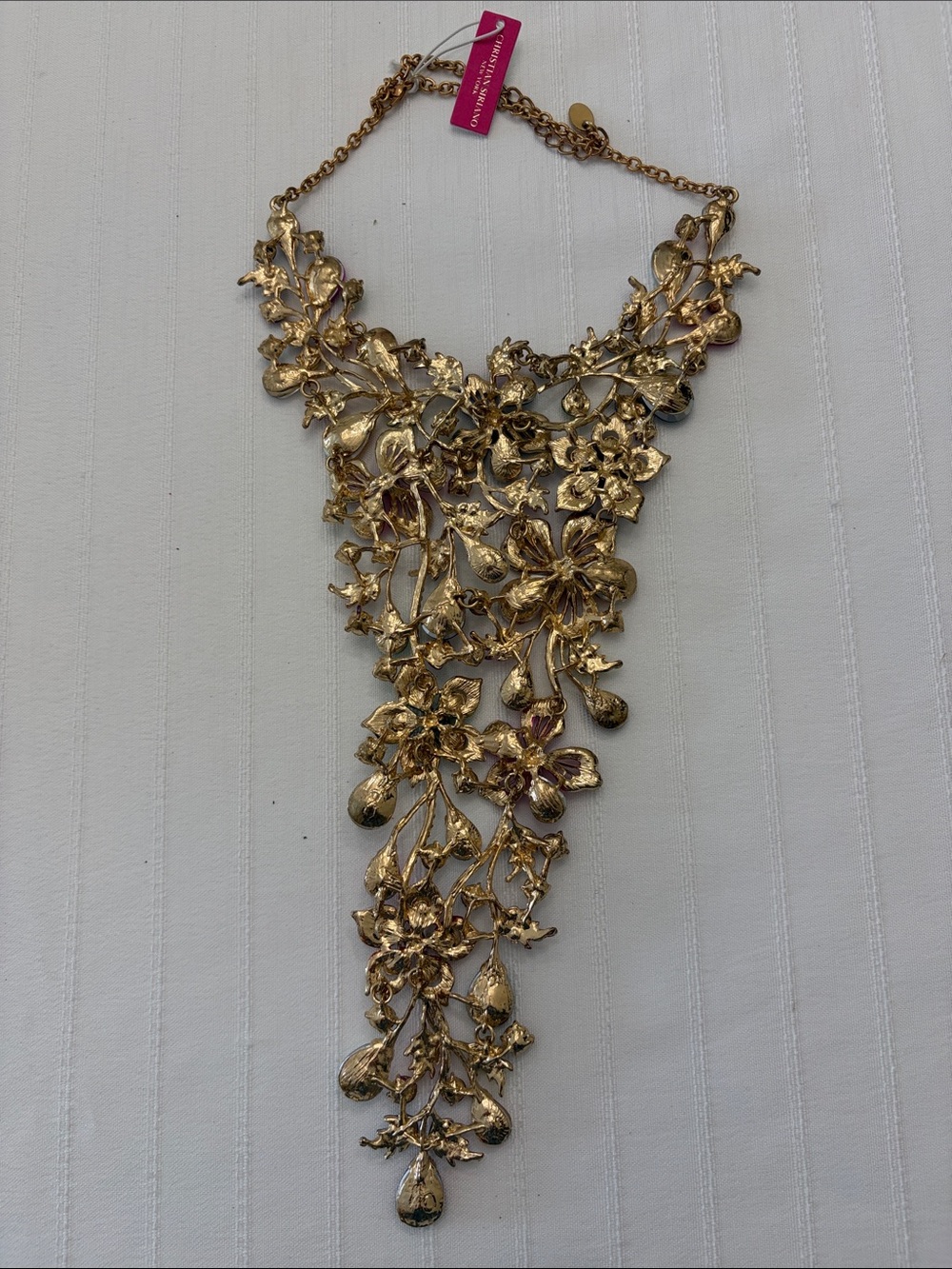 Christian Siriano Multicolor Crystal Floral Bib Necklace - Picture 4 of 4